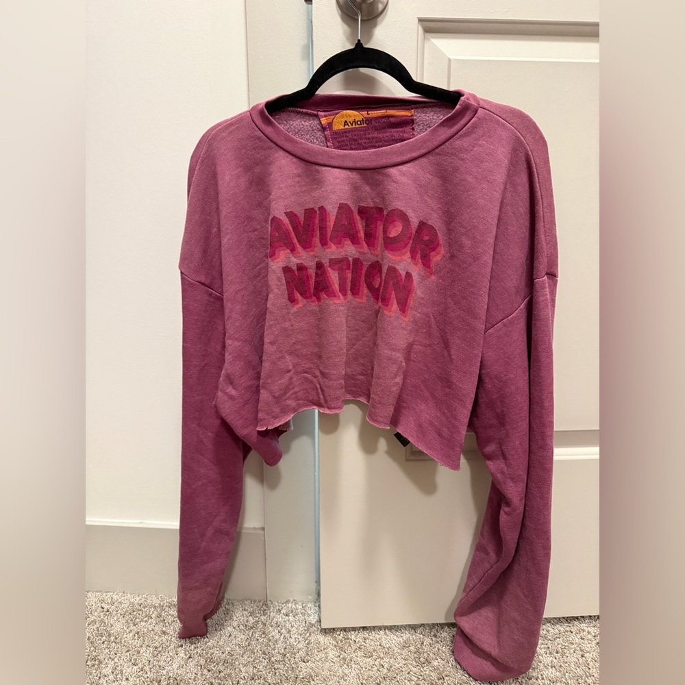 Aviator Nation Large Pink Cropped Sweatshirt. 💕⚡️